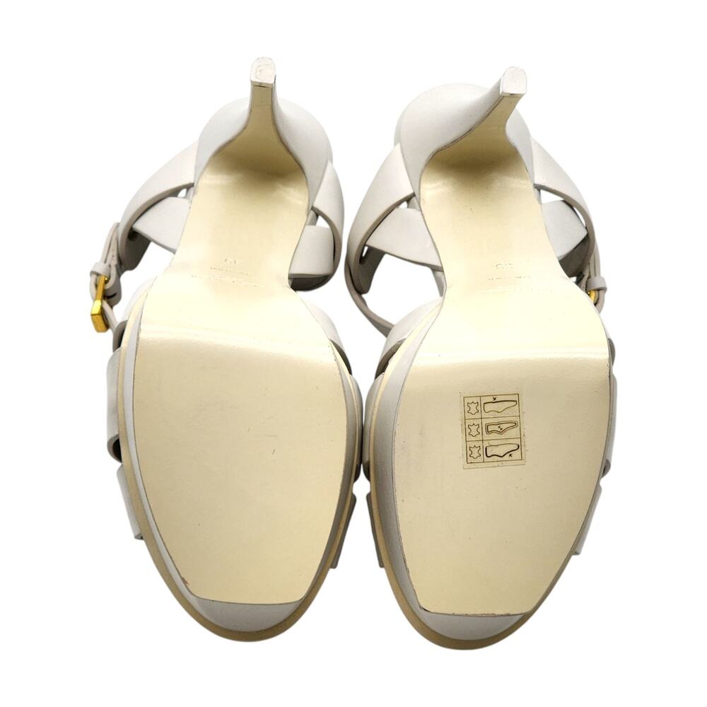 Saint Laurent Tribute Platform Leather Sandals Pumps White – NWB $1100 - Picture 12 of 16